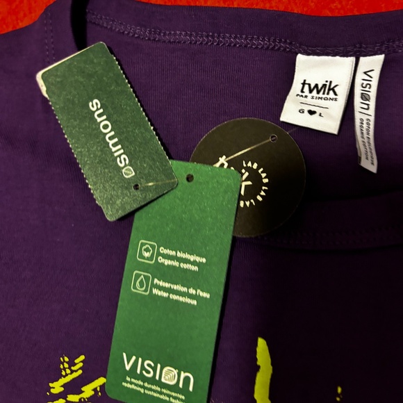 Retro purple and neon green nostalgia print cropped short sleeves baby tee NWT - Picture 4 of 9